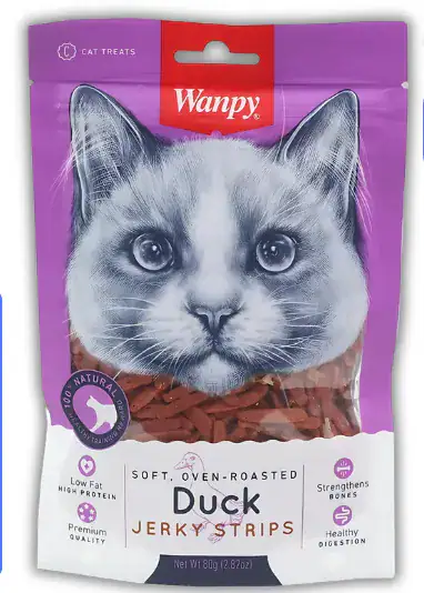 WANPY CAT TREATS DUCK JERKY STRIPS