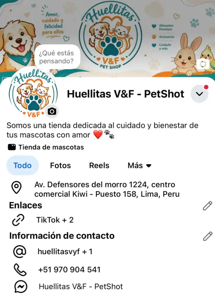 Perfil de Facebook de Huellitas V&F